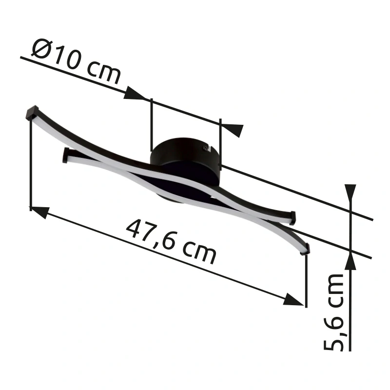 Globo 67336-12 BOYD - Moderní LED stropní lustr v černé barvě, LED 12W, 3000K , 47,5cm