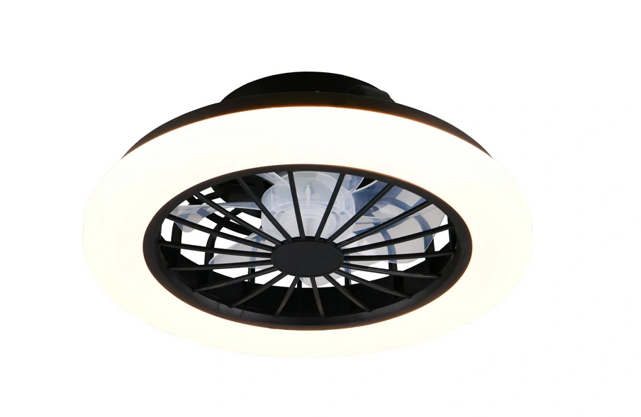 Trio Leuchten R69222132 ROTSUND - Stropní LED černý ventilátor s dálkovým ovladačem, LED 22W, 3000lm, 2700-6500K, Ø 38cm