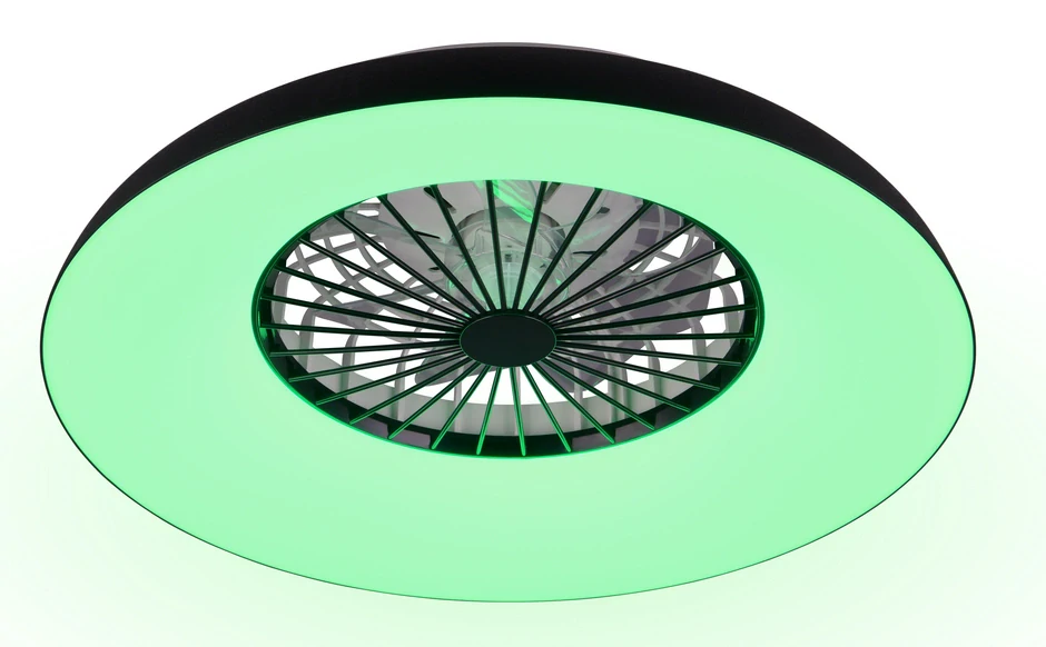 Trio Leuchten R69302102 SVAERHOLT - Stropní LED RGB černý ventilátor s dálkovým ovladačem, LED 34W + 4W RGB, 4500lm, 2700-6500K, Ø 60cm