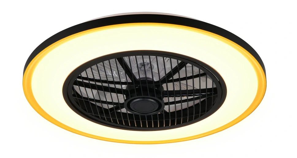 Trio Leuchten R69272180 VARPULA - Stropní LED černý ventilátor s dálkovým ovladačem, LED 28W, 2700-6500K, Ø 55cm