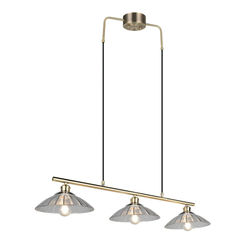 Trio Leuchten R36523004 ELUNA - Závěsný vintage lustr nad jídelní stůl ve staromosazi, 3 x E27, 100cm