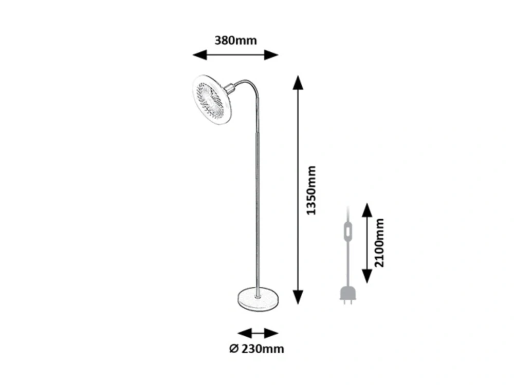 Rabalux 74031 VENTURO - LED stmívatelná stojací lampa s ventilátorem, LED 16W, 1600lm, 3000-6500K, 135cm