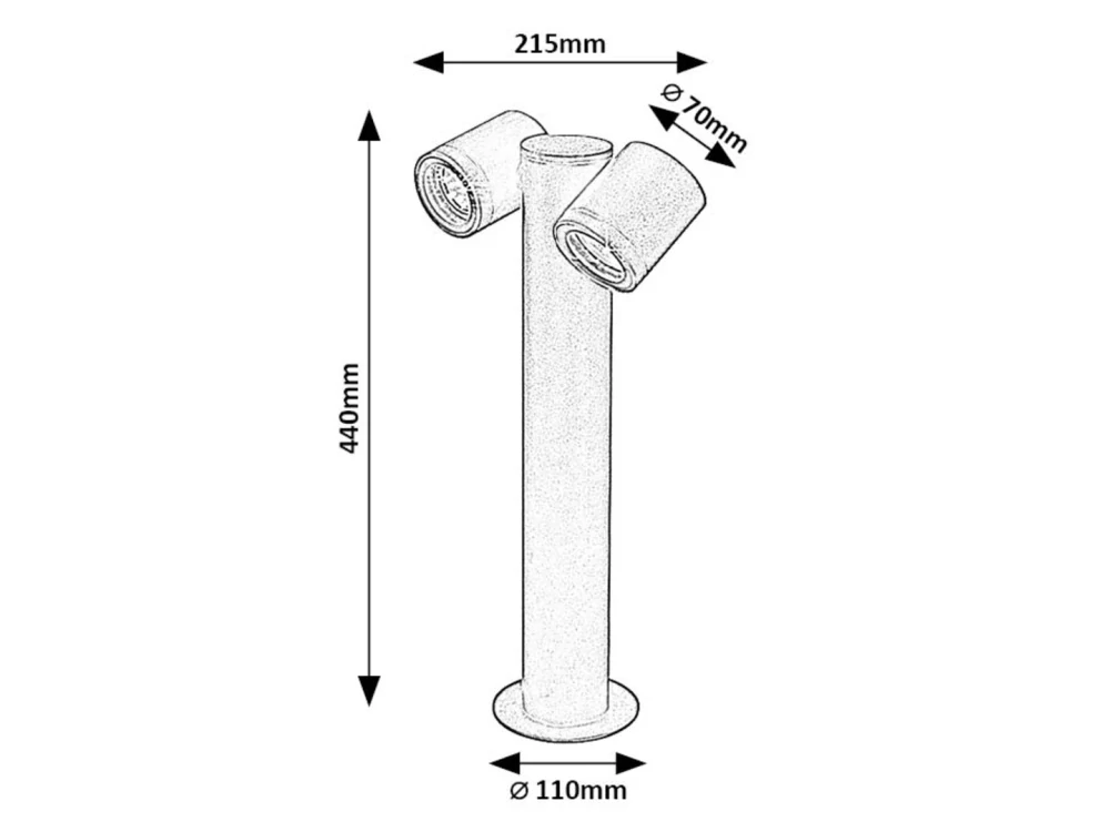 Rabalux 77113 ENOL - Stojací venkovní lampa s natáčecími reflektory, 2 x GU10, IP44, 44cm