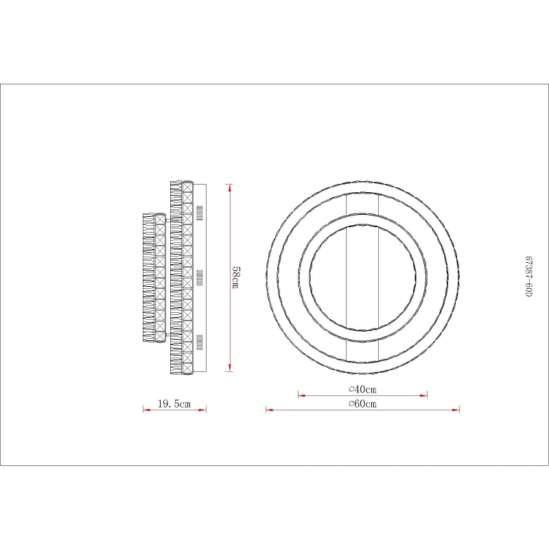 Globo 67387-60D LAUREL - Křišťálový stropní lustr stmívatelný ovladačem, LED 60W, 2700–6000K, Ø 60cm