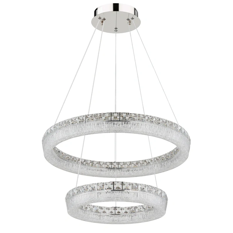 Globo 67387-60 LAUREL - Křišťálový závěsný lustr stmívatelný ovladačem, LED 60W, 2700–6000K, Ø 60cm