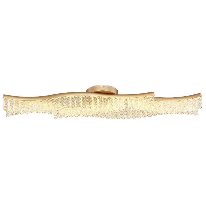 Globo 67348DG JULIET - Moderní stropní křišťálový lustr v matné zlaté barvě, LED 35W, 3200K, 108cm