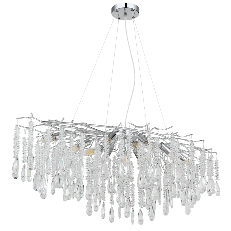 Globo 64141H2 KINGA - Závěsný lustr se skleněnými krystaly, 12 x E14, 120 x 50cm