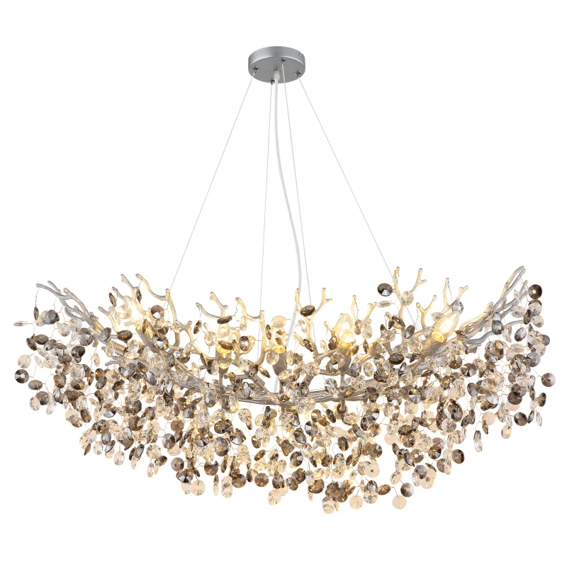 Globo 64138H3S QUEENA - Závěsný lustr se skleněnými kříšťálovými ověsky, 10 x E14, 100 x 45cm