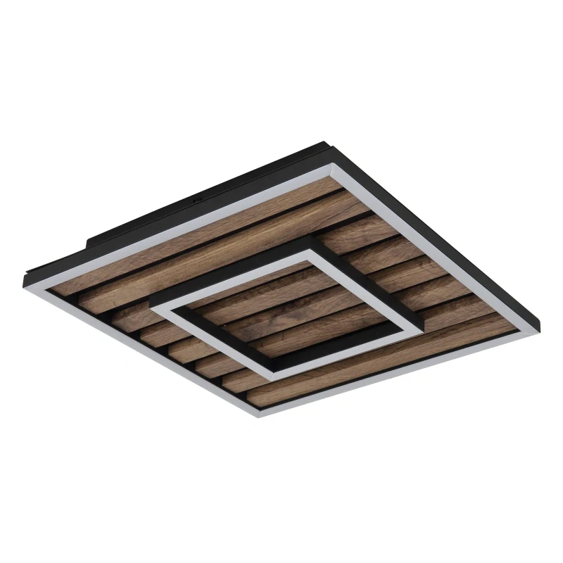 Globo 67345D WOODY - Stropní LED svítidlo v černé barvě s MDF dřevem, LED 15W, 3000K, 30x30cm