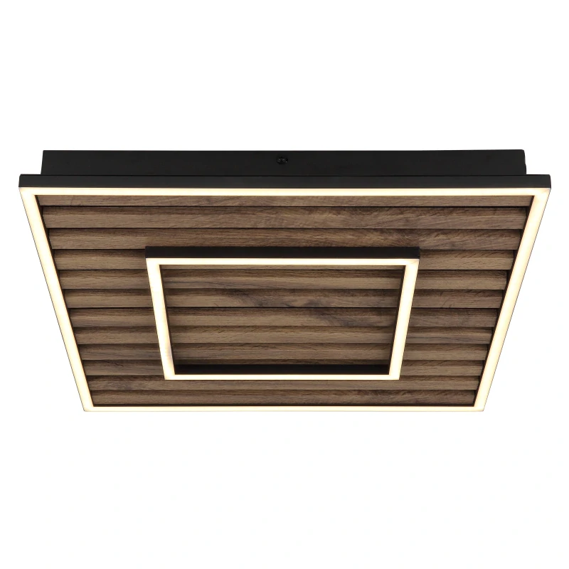 Globo 67345D1 WOODY - Stropní LED svítidlo v černé barvě s MDF dřevem, LED 36W, 3000K, 45 x 45cm