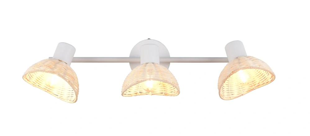 Trio Leuchten R86783031 CALVI - Stropní bílá lampa s ratanovými stínidly, 3 x E14