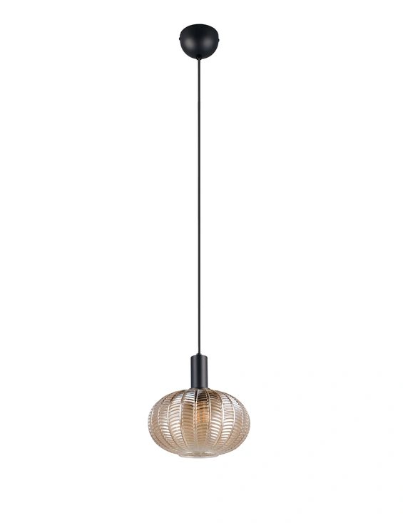 Trio Leuchten R36771013 ELVEZIA - Závěsný lustr se skleněným jantarovým stínidlem, 1 x E27