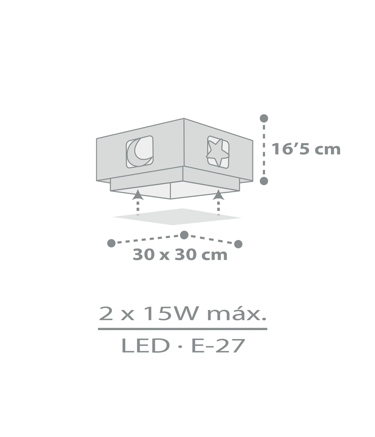 Dalber 63236E MOONLIGHT grey - Dětské stropní svítidlo v šedé barvě + Dárek LED žárovky