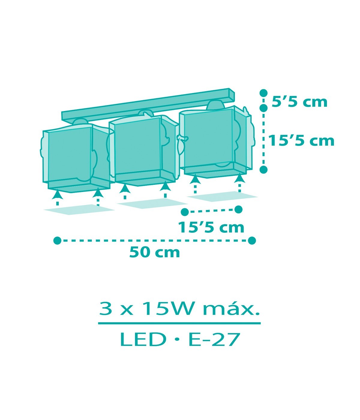Dalber 63443 MERMAIDS - Dětské fosforeskující stropní svítidlo s motivem mořské víly + Dárek 3x LED žárovka