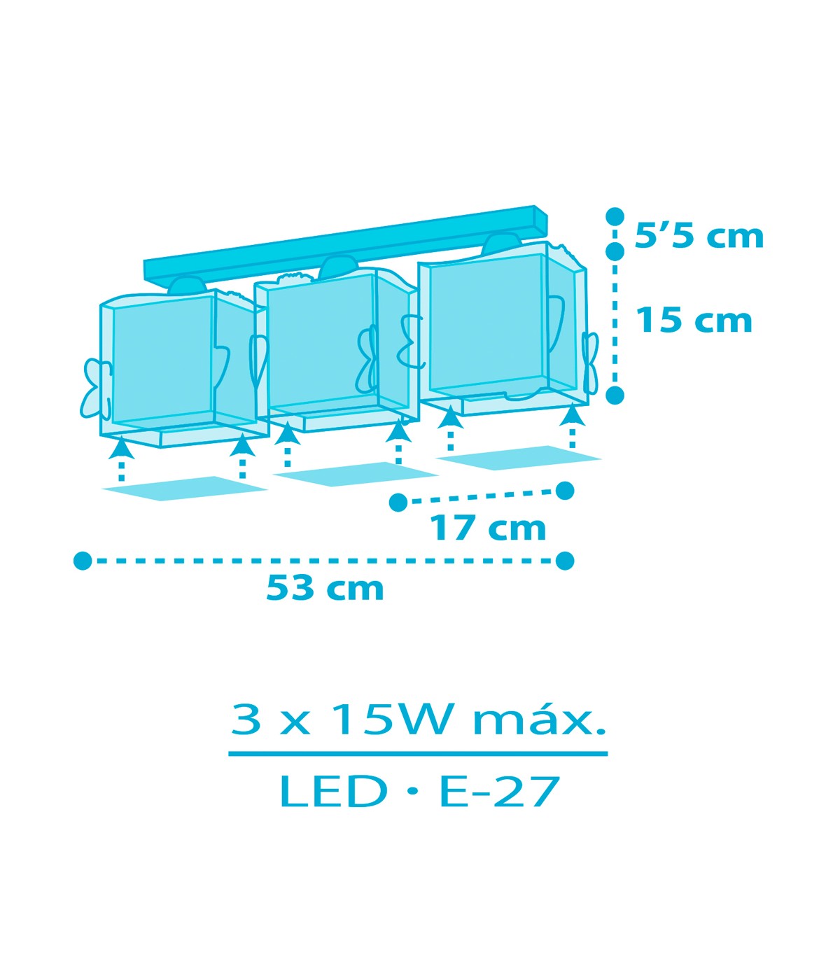 Dalber 63473 SHARKS - Dětské fosforeskující stropní svítidlo s motivem žraloků + Dárek 3x LED žárovka