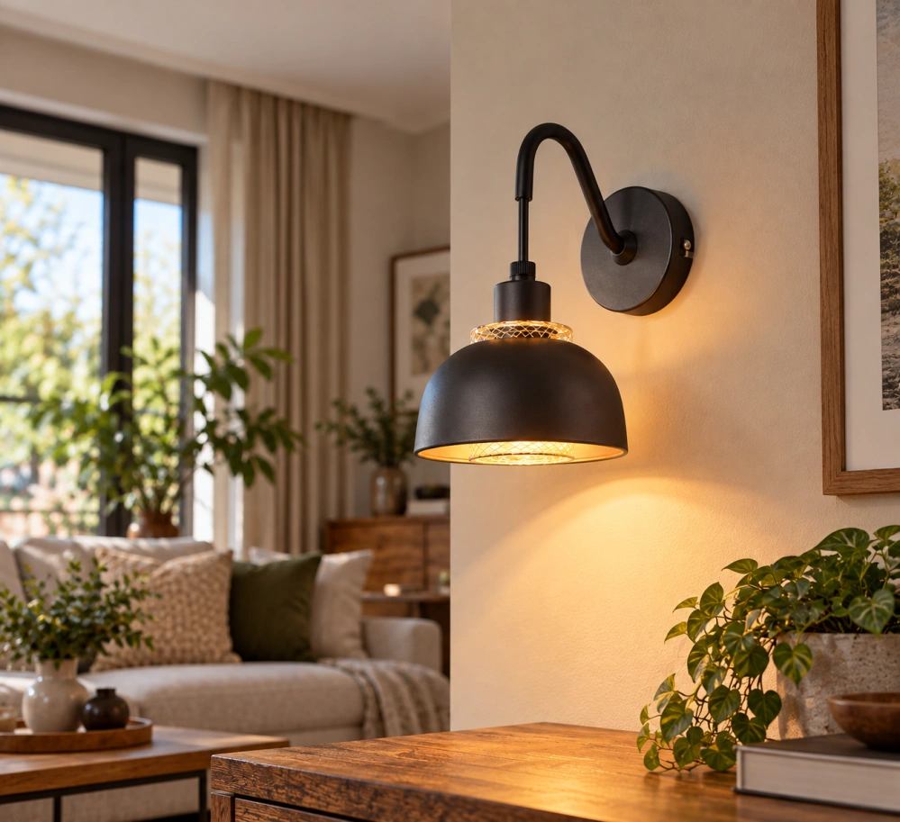 Trio Leuchten R20811732 PUNCH - Nástěnná černá lampa s vypínačem na kabelu, 1 x E27