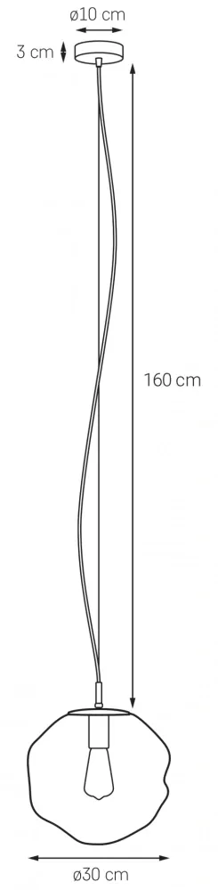Kaspa 10412109 AVIA M - Závěsné svítidlo s nepravidelným průhledným stínidlem, chrom lesk, 1 x E27, Ø 30cm