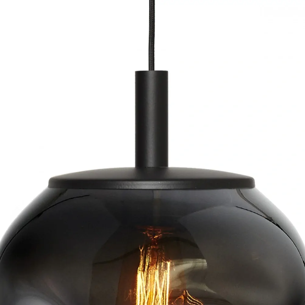 Kaspa 11152108 AVIA BLACK S - Závěsné černé svítidlo s nepravidelným průhledným stínidlem v grafitové barvě, 1 x E27, Ø 25cm