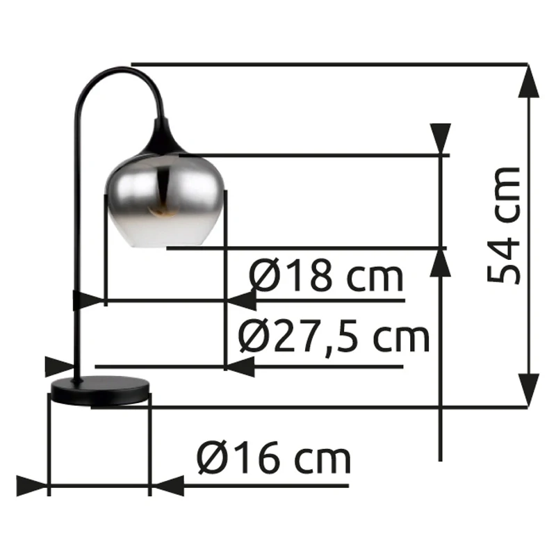 Globo 15548T MAXY - Černá stolní lampa s kouřovým stínidlem, 1 x E27
