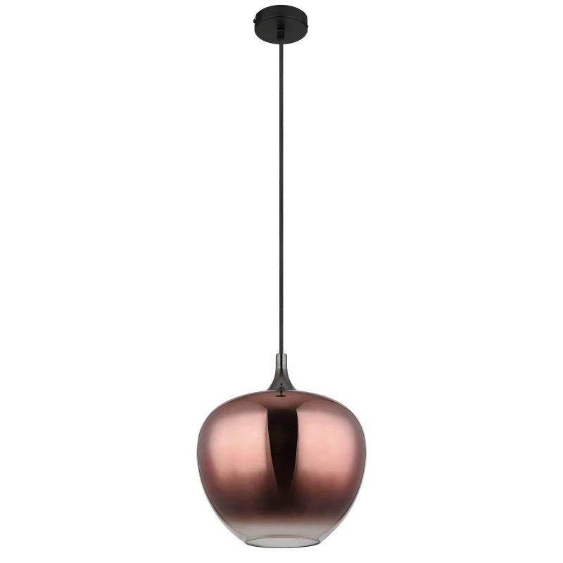 Globo 15548H1G MAXY - Závěsný černý lustr s měděným stínidlem, 1x E27, Ø 29cm