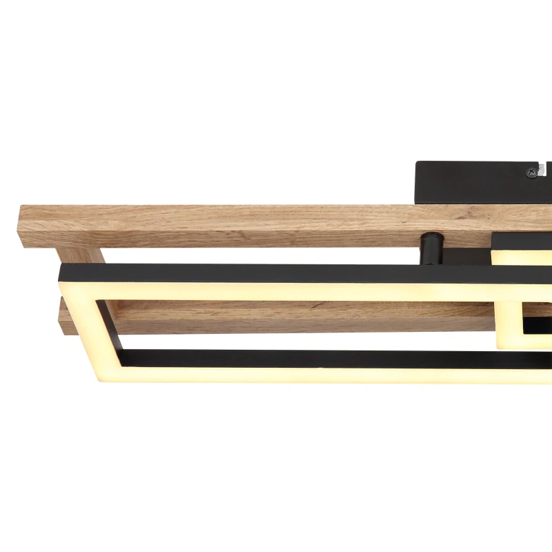 Globo 67266D ILLA - Moderní LED stropní lustr v černé barvě s MDF dřevem, LED 20W, 3000K , 69 x 37cm