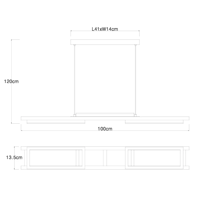 Globo 67266H ILLA - Moderní LED závěsný lustr v černé barvě s MDF dřevem, LED 30W, 3000K , 100 x 14cm