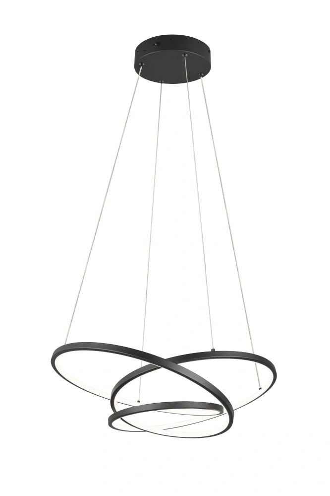 Trio Leuchten 349110132 DARVIN - Závěsný černý LED lustr s možností přepínání barvy světla, 2300+3000+4000K, LED 34W, 64 x 49cm