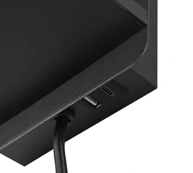 Trio Leuchten 262670132 COMFORT - Nástěnná černá lampička k posteli s bezdrátovým nabíjením, USB-A + USB-C, 1 x E14