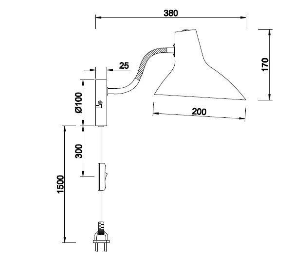 Trio Leuchten 263470176 TRAVELLER - Nástěnná šedá lampa s husím krkem a kabelem do zásuvky 1 x E27