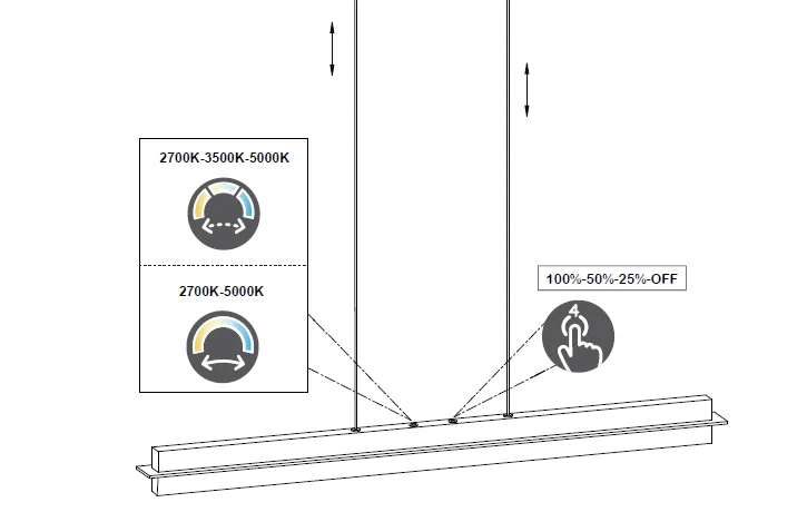 Trio Leuchten 346710180 EMERSON - Závěsné černé, dotykem stmívatelné svítidlo nad pracovní a jídelní stůl se změnou barvy světla 2700 - 5000K, 95cm, 22W