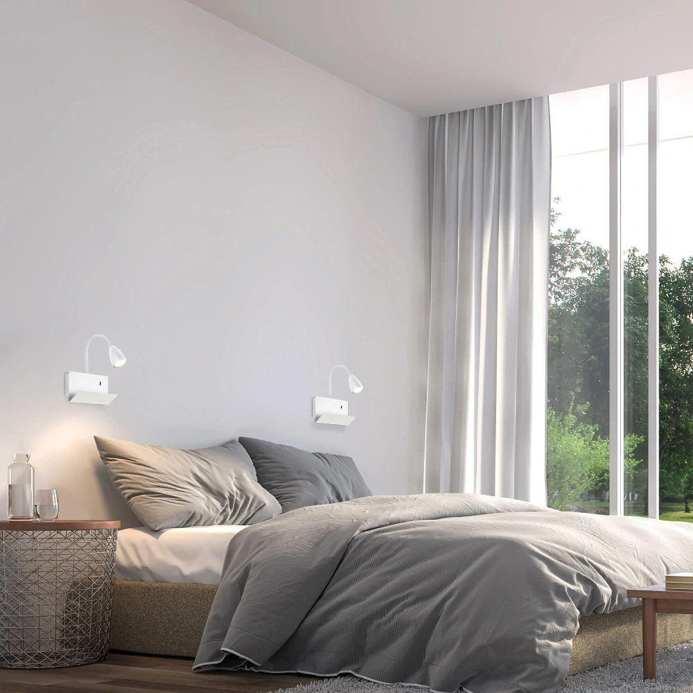 Rabalux 71090 TACITO - Nástěnná čtecí lampa v bílé barvě s vypínačem a USB výstupem, 1 x GU10