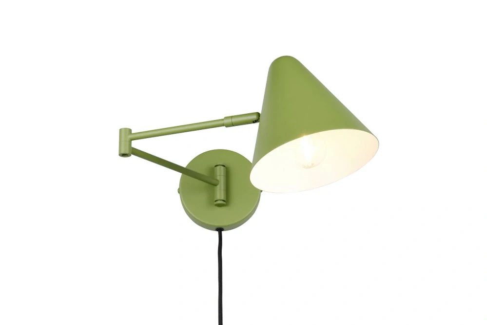 Trio Leuchten 263970115 COSIMA - Nástěnná čtecí lampa na kloubech s kabelem do zásuvky v zelené barvě, 1 x E14