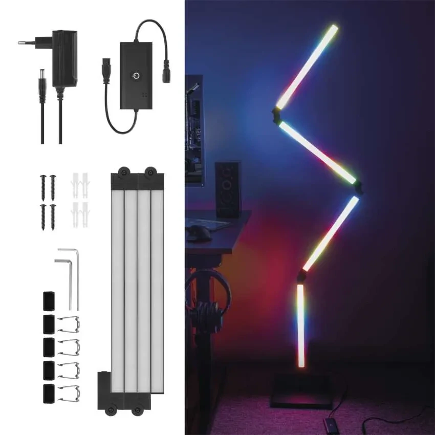 Emos ZCW34BR GO SMART - LED RGB stojací lampa v černé barvě, ovládání mobilní aplikací, LED 24W, max 175cm