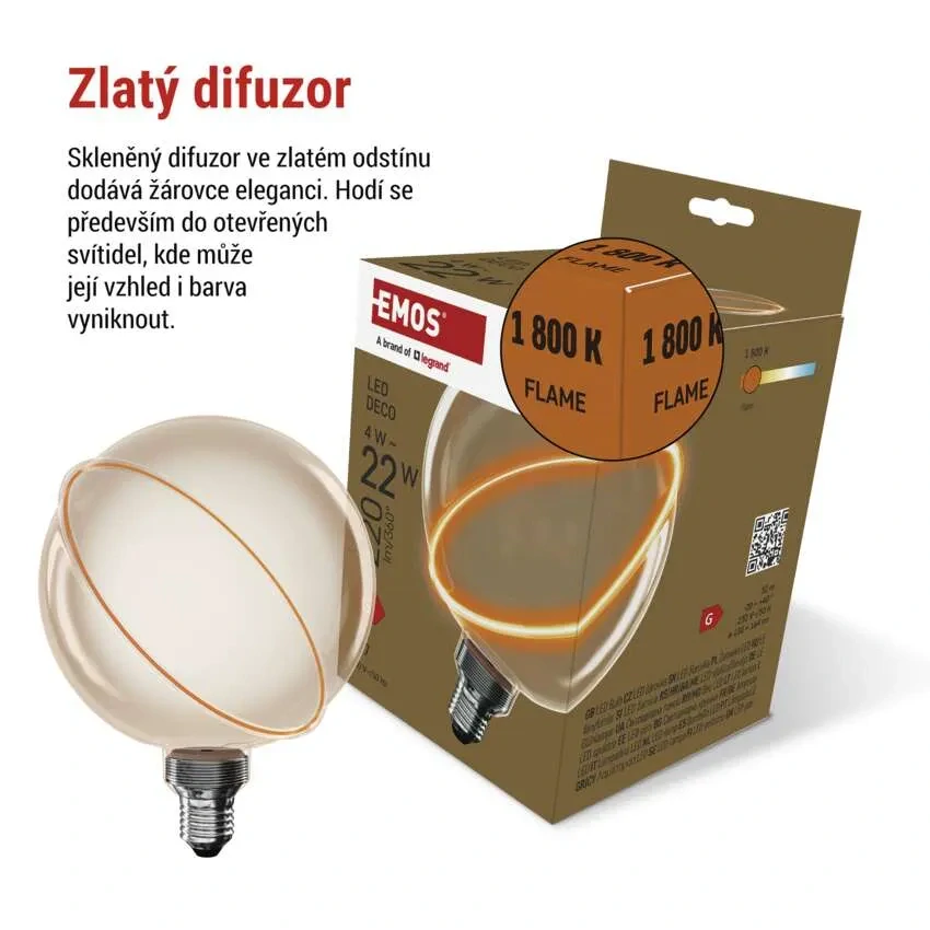 Emos Z5CS11 DECO VINTAGE BULB - Retro LED dekorativní žárovka G130SRA, 4W, 1800K