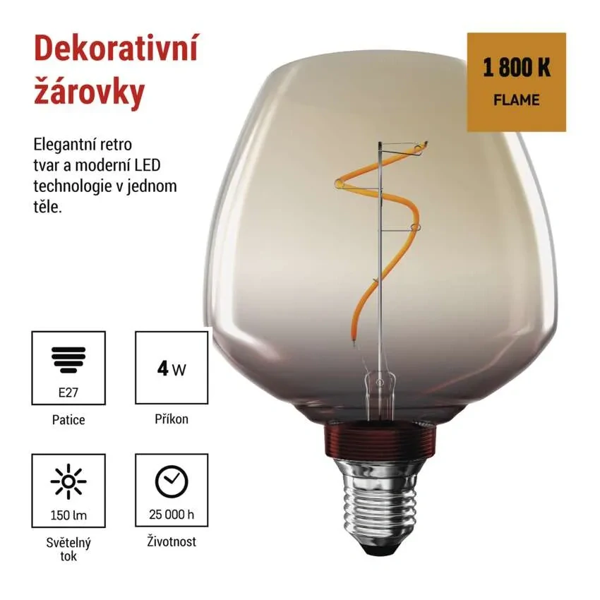 Emos Z59G01 DECO VINTAGE BULB - Retro LED dekorativní žárovka S123, 4W, 1800K