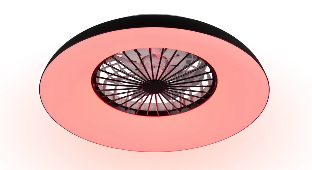 Trio Leuchten R69302102 SVAERHOLT - Stropní LED RGB černý ventilátor s dálkovým ovladačem, LED 34W + 4W RGB, 4500lm, 2700-6500K, Ø 60cm