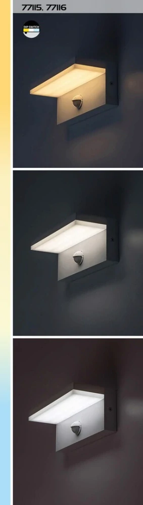 Rabalux 77116 ZARAGOZA - Nástěnné LED venkovní svítidlo s čidlem v bílé barvě, LED 9W, 2700 + 4000 + 6500K, IP54