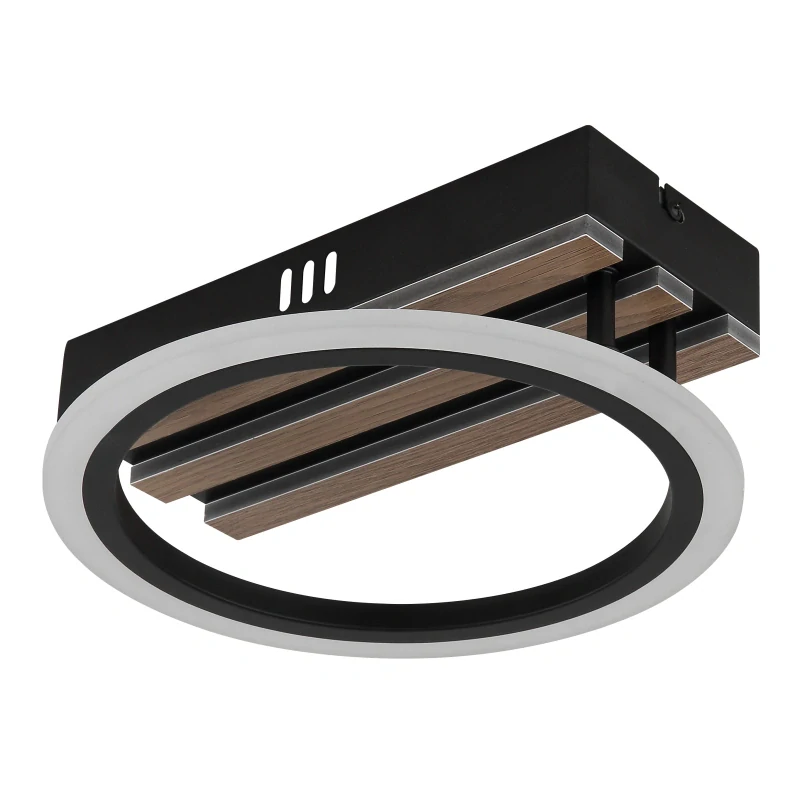 Globo 67360D1 BLEVINS - Stropní LED svítidlo v černé barvě s MDF dřevem, LED 10W, 3000/4200/6000K