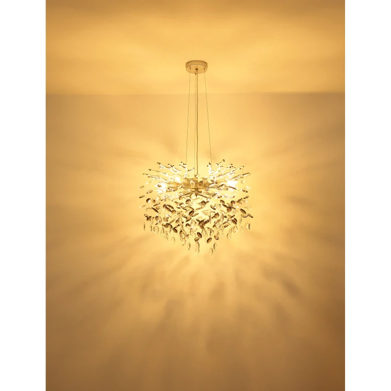 Globo 64138H1S QUEENA - Závěsný lustr se skleněnými kříšťálovými ověsky, 8 x E14, 60cm