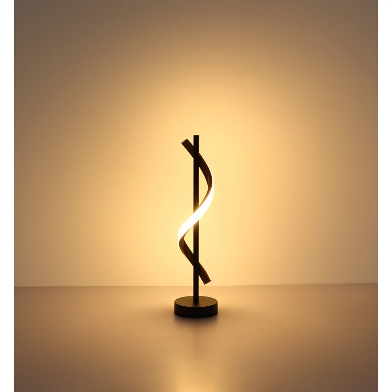 Globo 67354T WATKINS - Stolní lampa v matné černé barvě s imitací dřeva 12,5W, 3000K, 49cm