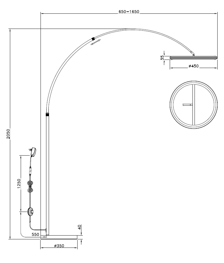 Trio Leuchten 442410107 AMADOR - Stmívatelná LED stojací oblouková lampa se změnou barvy světla, LED 21W, 2300+3000+4000K, 205cm