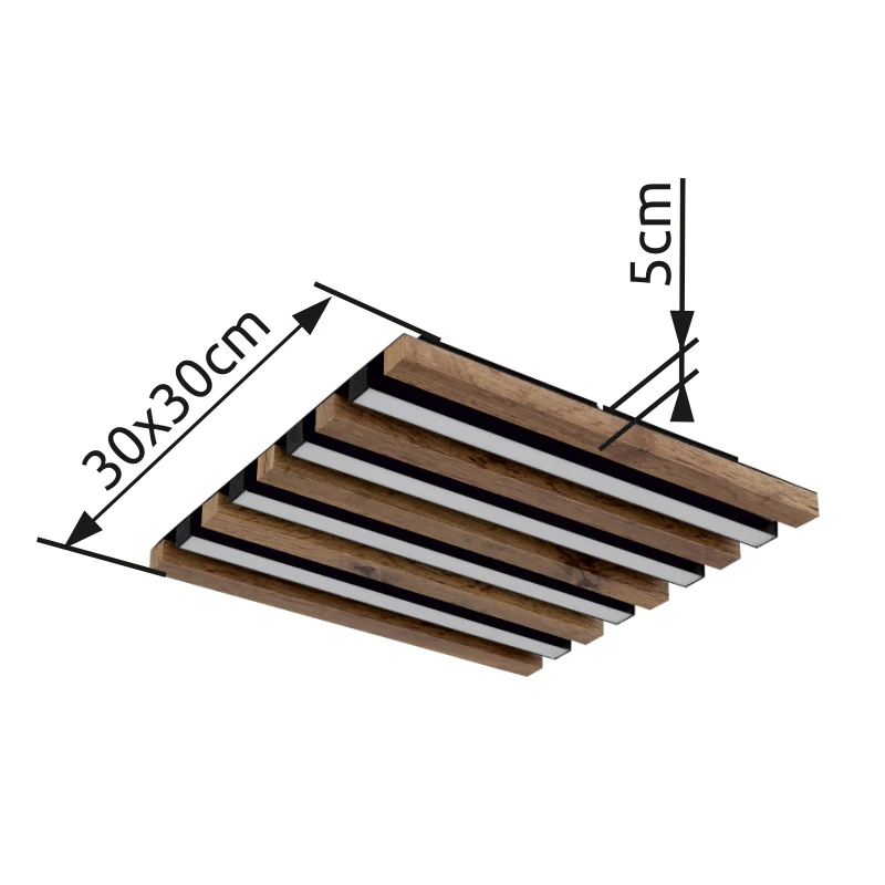Globo 67347D1 HAYDEN - Stropní LED svítidlo v černé barvě s MDF dřevem, LED 15W, 3000K