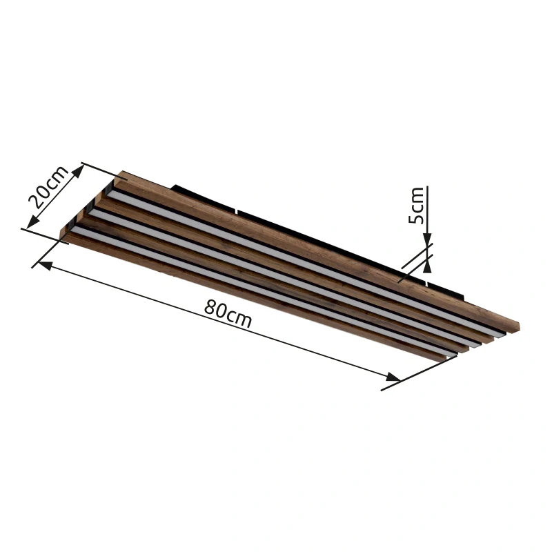 Globo 67347D4 HAYDEN - Stropní LED svítidlo v černé barvě s MDF dřevem, LED 30W, 3000K, 80 x 20cm