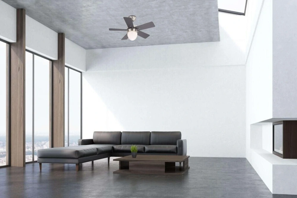 GLOBO 0332 MARVA - Stropní ventilátor s osvětlením, nikl matný, 1xE27 60W, 3 rychlosti, 2 směry otáčení, Ø 76 cm, výška 41 cm