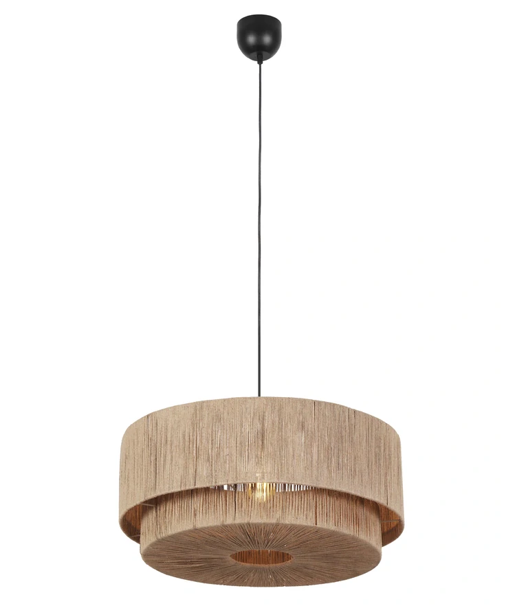 Trio Leuchten 366890136 SMILLA - Závěsný lustr se stínidlem z juty, 1 x E27, Ø 60cm