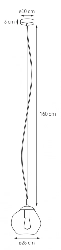 Kaspa 10421108 AVIA S - Závěsné svítidlo s nepravidelným průhledným stínidlem v grafitové barvě, 1 x E27, Ø 25cm