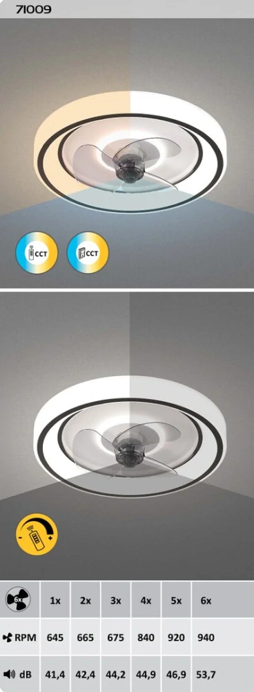 RABALUX 71009 HORACIO - Stropní LED ventilátor v černé barvě s dálkovým ovladačem, LED 67W, 3000-6000K, Ø 47cm