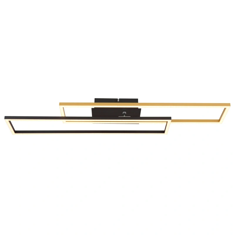 Globo 67208-30G DAKARI - Moderní LED stropní lustr v černé barvě se zlatým prvkem, LED 30W, 3000K , 80 x 60cm