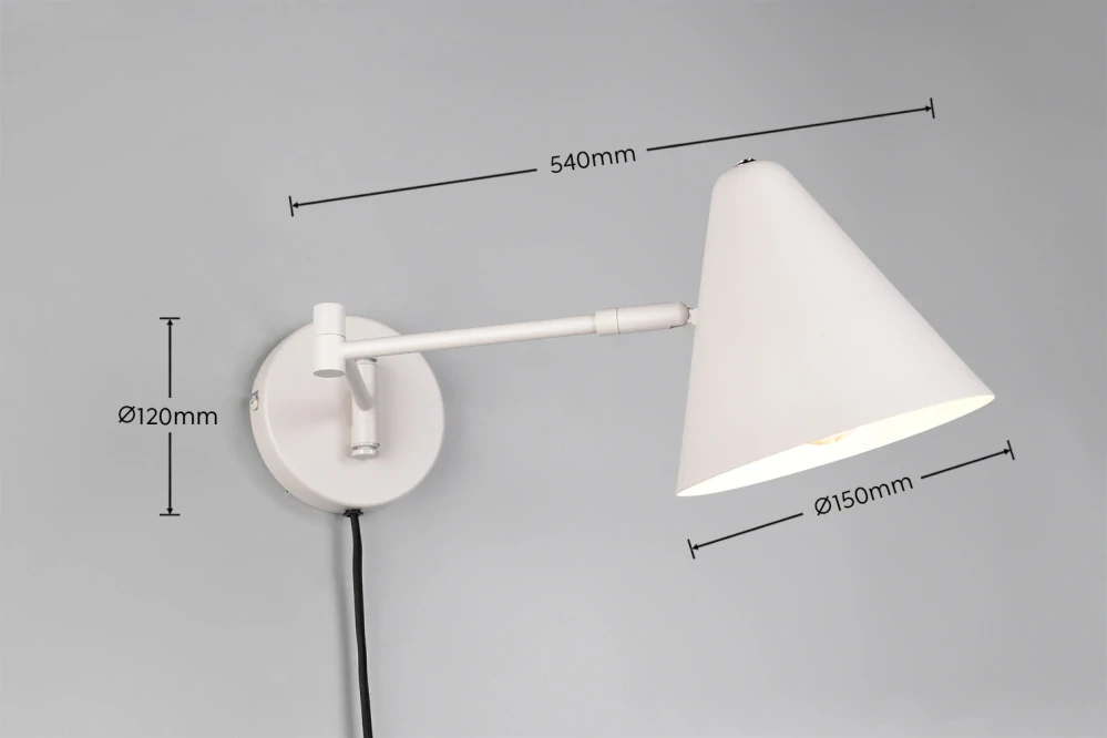 Trio Leuchten 263970176 COSIMA - Nástěnná lampa na kloubech s kabelem do zásuvky v teple šedé barvě, 1 x E14