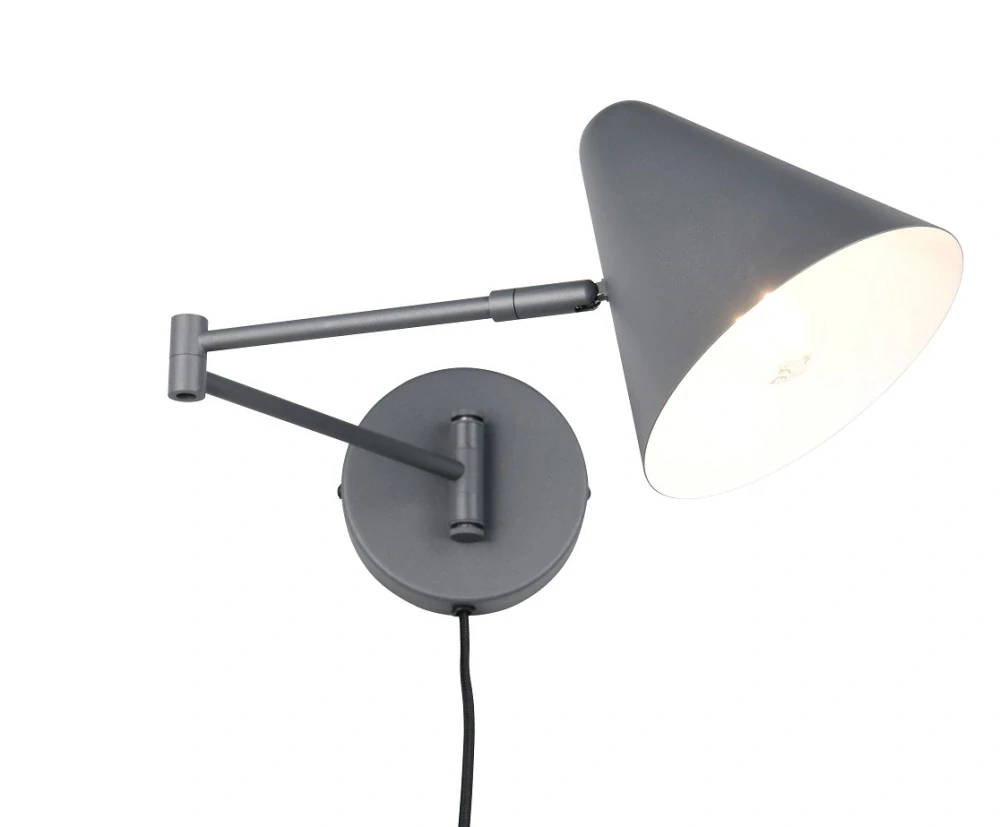 Trio Leuchten 263970142 COSIMA - Nástěnná lampa na kloubech s kabelem do zásuvky v antracitově šedé barvě, 1 x E14